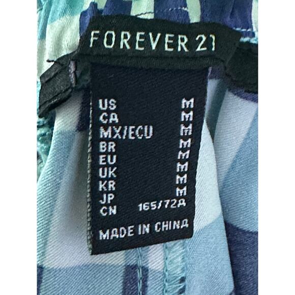 Forever 21 blue satin check print shorts size Medium - Picture 3 of 6